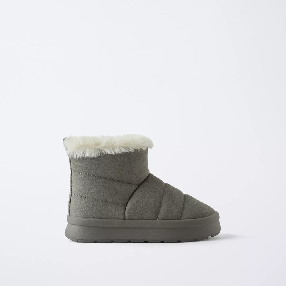 Zara Kids Gray Winter Boots with Fur Trim